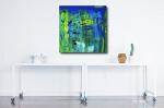 Original work acrylic painting square 60 x 60 cm blue abstract 2005